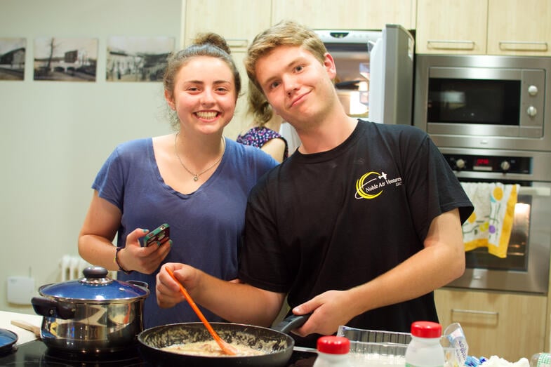 Experiential education students cook dinner in northern Catalonia Experiential education students cook dinner in northern Catalonia