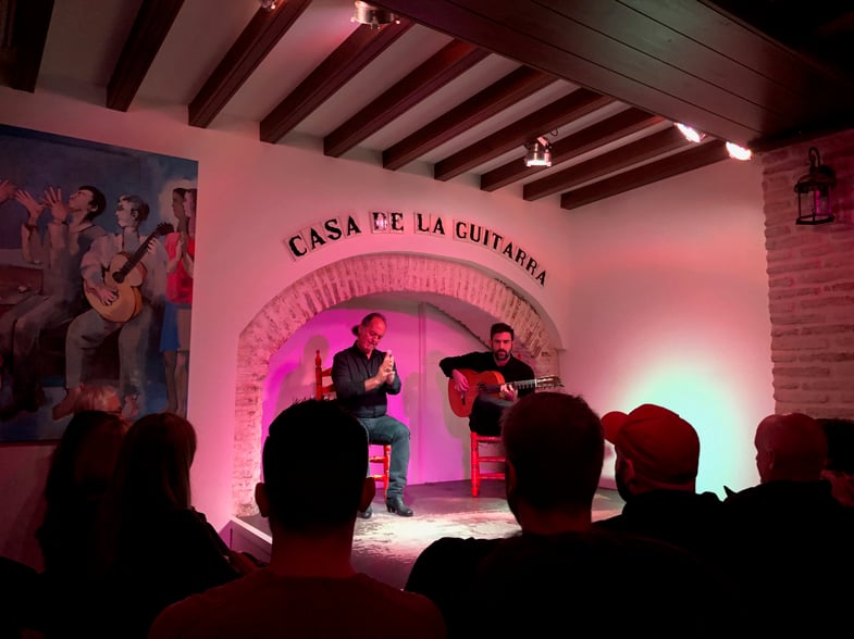 Proctor en Segovia watches flamenco in Sevilla.