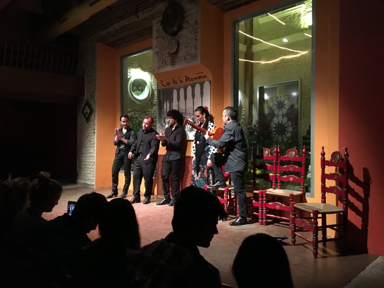 Proctor en Segovia watches flamenco in Sevilla